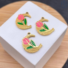 Подвеска полумесяц и тюльпан сталь 15 мм, цвет золото 18К