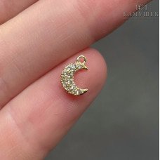 Подвеска полумесяц мини с цирконами, цвет золото 9х7 мм