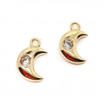 Подвеска полумесяц мини с цирконом, цвет золото 10x7 мм