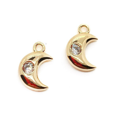 Подвеска полумесяц мини с цирконом, цвет золото 10x7 мм