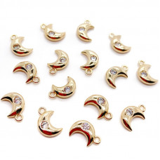 Подвеска полумесяц мини с цирконом, цвет золото 10x7 мм