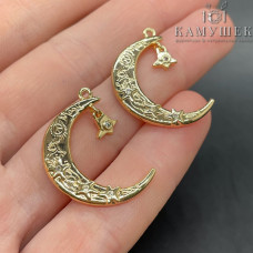 Подвеска полумесяц со звездой, цвет золото 27х19 мм