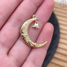 Подвеска полумесяц со звездой, цвет золото 27х19 мм