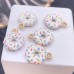 Подвеска пончик белая эмаль, цвет золото 11 мм