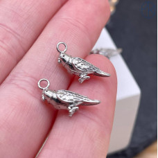 Подвеска попугай, цвет серебро 12х8 мм 