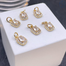 Подвеска прямоугольник циконы, цвет золото 7х5 мм