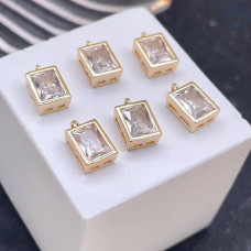 Подвеска прямоугольник циркон, цвет золото 10х6 мм 
