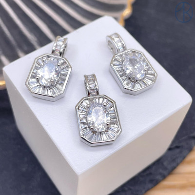 Подвеска прямоугольник циркон, цвет золото 15х11 мм