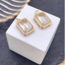 Подвеска  прямоугольник циркон, цвет золото 16х12 мм