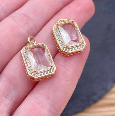 Подвеска  прямоугольник циркон, цвет золото 16х12 мм