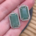 Подвеска прямоугольник цирконы авантюрин зеленый, цвет серебро 18х12 мм