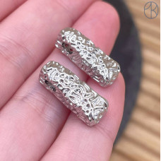 Подвеска прямоугольник фриформ, цвет серебро 18 мм