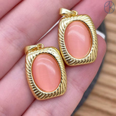 Подвеска прямоугольник кошачий глаз №1, цвет золото 17х15 мм 