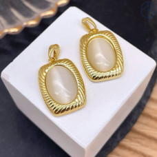 Подвеска прямоугольник кошачий глаз, цвет золото 17х15 мм 