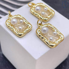 Подвеска прямоугольник майорка, цвет золото 16х12 мм