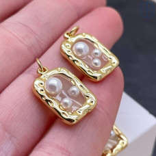 Подвеска прямоугольник майорка, цвет золото 16х12 мм