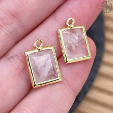 Подвеска прямоугольник огранка горный хрусталь, цвет золото 13х10 мм