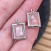 Подвеска прямоугольник огранка розовый кварц, цвет серебро 13х10 мм