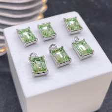 Подвеска прямоугольник зеленое стекло, цвет серебро 9х7 мм