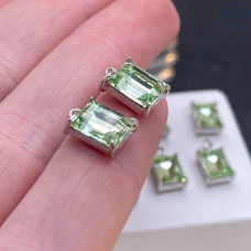 Подвеска прямоугольник зеленое стекло, цвет серебро 9х7 мм