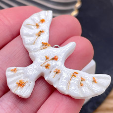 Подвеска птица №1, цвет серебро 47х26 мм