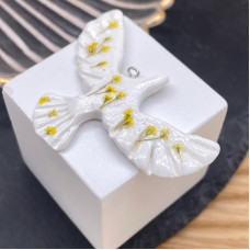 Подвеска птица №3, цвет серебро 47х26 мм