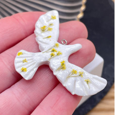 Подвеска птица №3, цвет серебро 47х26 мм