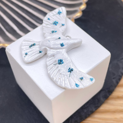 Подвеска птица №4, цвет серебро 47х26 мм