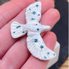 Подвеска птица №4, цвет серебро 47х26 мм