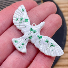 Подвеска птица №5, цвет серебро 47х26 мм