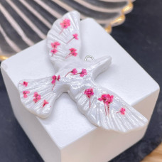 Подвеска птица №6, цвет серебро 47х26 мм