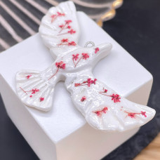 Подвеска птица №7, цвет серебро 47х26 мм