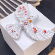 Подвеска птица №8, цвет серебро 47х26 мм