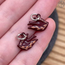 Подвеска птица бордовая эмаль, цвет серебро 13 мм 