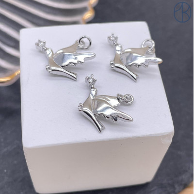 Подвеска птица циркон, цвет серебро 14х13 мм 