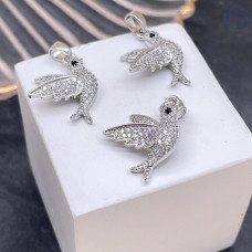 Подвеска птица цирконы, цвет серебро 14х16 мм 