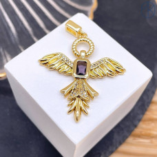 Подвеска птица цирконы, цвет золото  27х32 мм