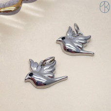 Подвеска птица, цвет серебро 10х14 мм