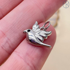 Подвеска птица, цвет серебро 10х14 мм