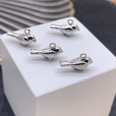 Подвеска птица, цвет серебро 12х8 мм 