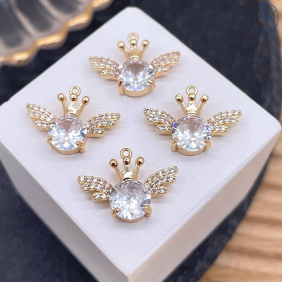 Подвеска птица, цвет золото 12 мм