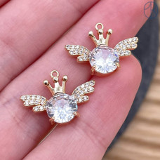 Подвеска птица, цвет золото 12 мм