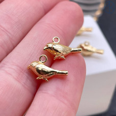 Подвеска птица, цвет золото 12х8 мм 