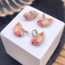 Подвеска птица эмаль, цвет серебро 13 мм 