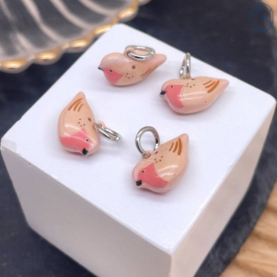 Подвеска птица эмаль, цвет серебро 13 мм 