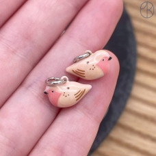 Подвеска птица эмаль, цвет серебро 13 мм 