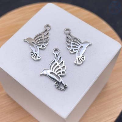 Подвеска птица сталь 12 мм, цвет серебро 