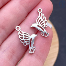 Подвеска птица сталь 12 мм, цвет серебро 