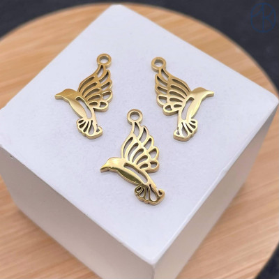 Подвеска птица сталь 12 мм, цвет золото 18К 