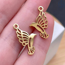 Подвеска птица сталь 12 мм, цвет золото 18К 